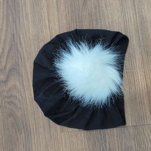 Black and white pom baby turban
